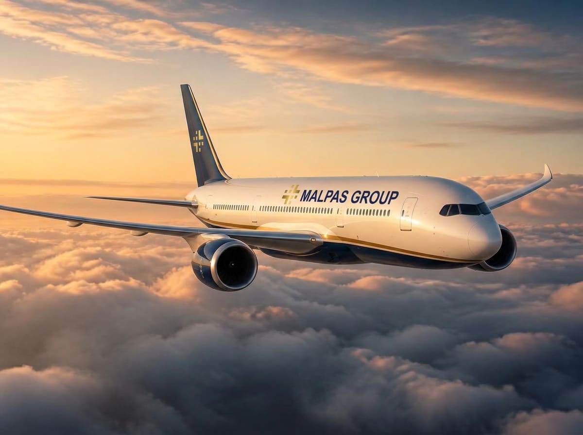 Airliner climbing through golden evening cloud